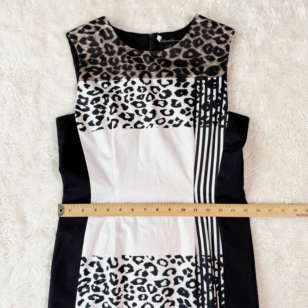 Kenneth Cole Woman Leopard Sheath Sleeveless Dress UK8 Classic Party Eclectic - Picture 4 of 9